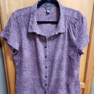 Eddie Bauer short sleeve purple & lavender floral sports blouse